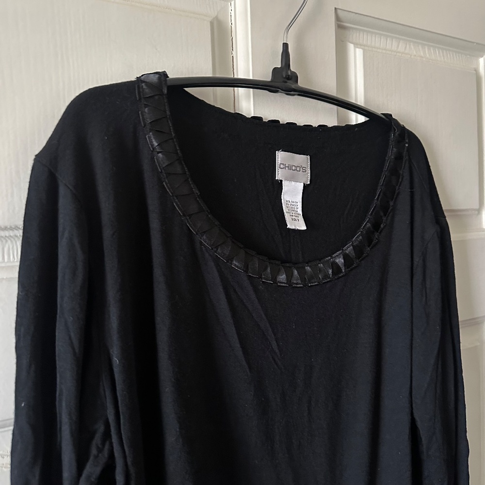 Chico's - Top with Decorated Neckline - Black - Size XL (Chico's 3) - Picture 2 of 5